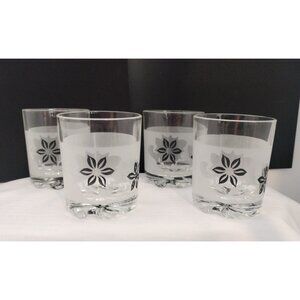 DeValBor Windrose Italian Frosted and Black Floral Design Set Of 4